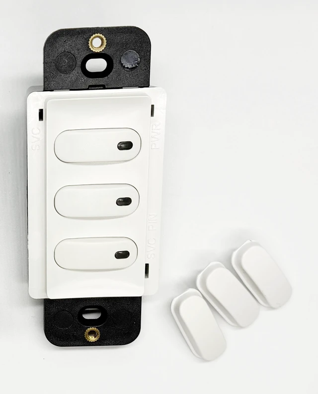 Alt view image 2 of 3 - Hubbell/ Thomas Research LVSRJ45-3-WH 3 Button Low Voltage Wall Switch- White