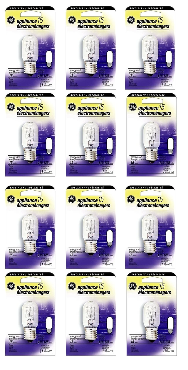 Alt view image 2 of 2 - (case of 12) GE Lighting 15 watt Appliance Bulb, T7, E17 Base, Classic