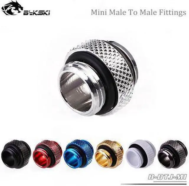 Alt view image 2 of 2 - Bykski B-DTJ-MI, Mini Male To Male Fittings, Boutique Diamond Pattern, Multiple Color G1/4 Male To Male Fittings Red