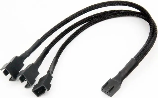 Alt view image 2 of 7 - Dual Case Fan Power Adapter 1 to 3 Converter Case Fan Splitter Cable 4Pin PWM Cable Cooling Splitter Duplicator 2-pack