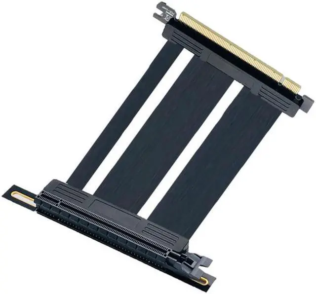 Alt view image 2 of 2 - Athena Power CABLE-PCIE16X40-L60 600mm Premium PCI-E 4.0 High Speed Flexible, 90 Degree Left Angle Extender Riser Cable 600mm