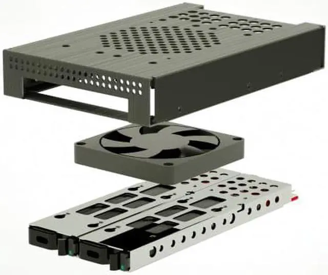 Alt view image 4 of 5 - Athena Power BP-M22NVMEO350, 3.5" Bay NVMe M.2 Backplane Cage for 2x M.2 PCIe NVMe SSDs with 2x Oculink 4i Connectors
