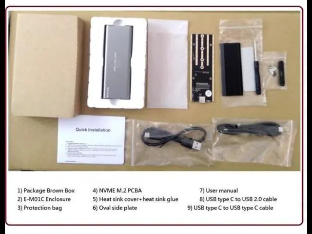 Alt view image 3 of 3 - Athena Power EN-M21USBC, High-Speed M.2 NVME External Enclosure - Neutral Design