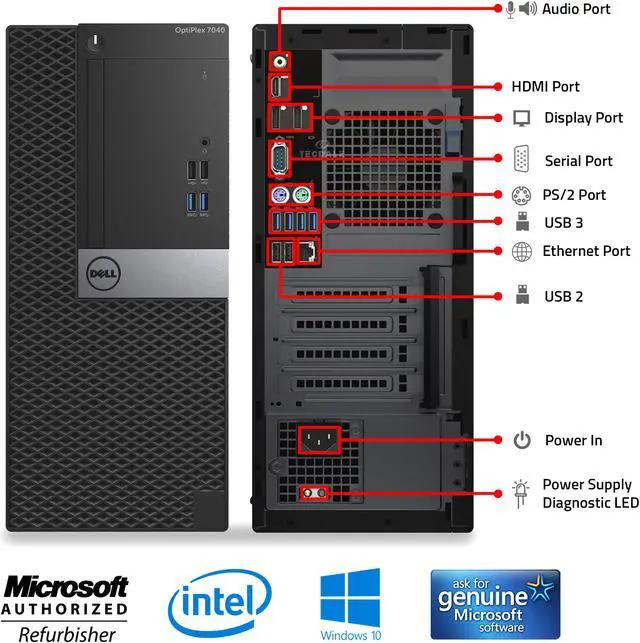 Alt view image 2 of 5 - Dell OptiPlex 5050 Tower, i7-6700 Quad Core upto 4.2 Ghz, 512GB SSD, 16GB RAM, 4K UHD 3-Monitor Support, 2x Display Port, HDMI, Windows 10 Pro, WiFi