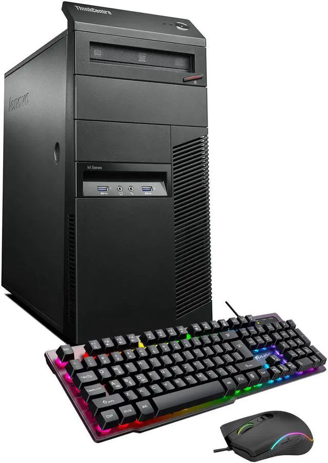 Main image of Lenovo ThinkCentre Tower Computer PC i5 4570 3.2Ghz 16GB DDR3 RAM 512GB SSD AMD Radeon RX 550 4GB Win 10 Pro WIFI with Gaming PC Keyboard & Mouse HAJAAN, HDMI