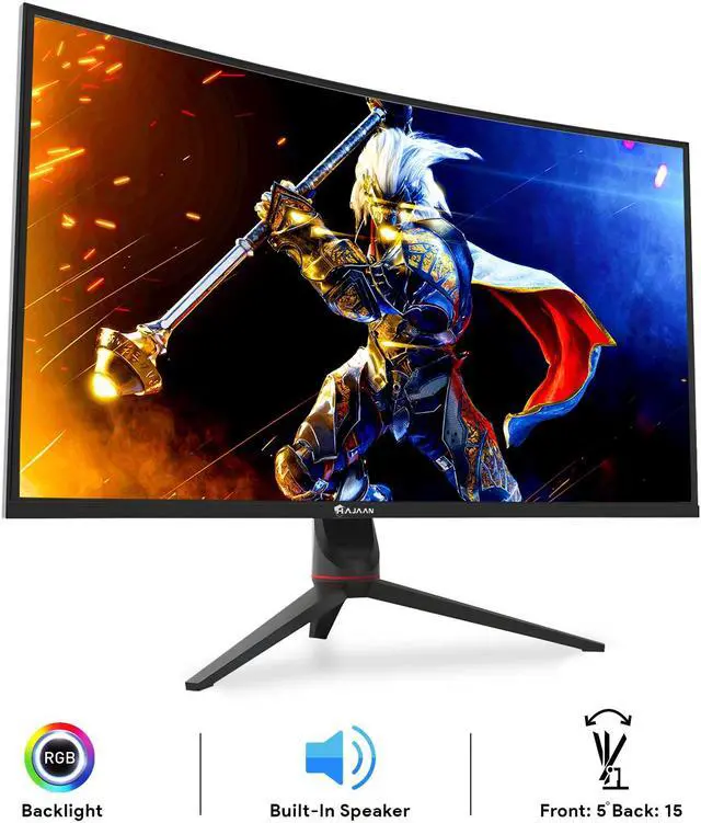 Alt view image 3 of 3 - HAJAAN 32 Inch FHD 1080p Curved Gaming Monitor with RGB Lighting 200Hz Refresh Rate with VA Display, Built-in Speakers, Tilt Adjustment, Wall Mountable 2x HDMI, DP (X3223C) -Black
