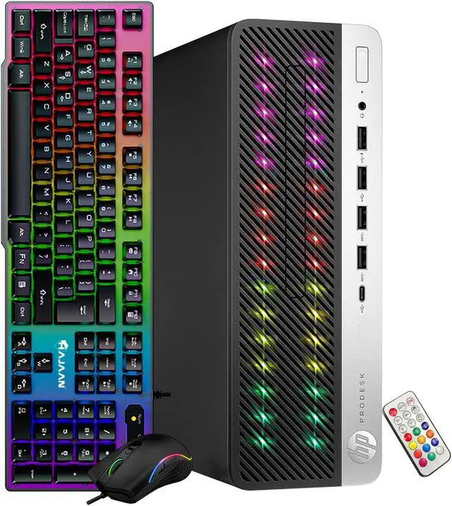 Main image of HP ProDesk 600 G4 SFF RGB Desktop Computer, GeForce GT 730 2GB, Intel Six Core i5-8500 up to 4.1GHz, 16GB DDR4 RAM, 512GB SSD, WiFi, BT, Windows 11 Pro