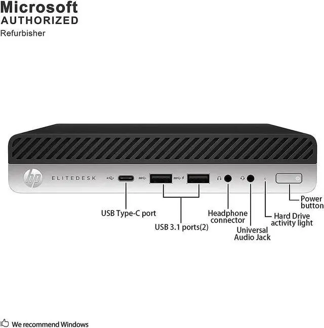 Alt view image 5 of 7 - HP EliteDesk 800 G4 Mini Desktop PC, Intel Core i5-8500T, 16GB DDR4 RAM, 256GB NVMe SSD, Wi-Fi & Bluetooth, Dual Monitor Support, Wireless Keyboard & Mouse, Windows 11 Pro