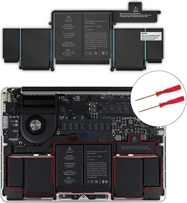 Alt view image 5 of 7 - A1582 A1502 Battery for MacBook Pro Battery 13 inch Retina Early 2015 Mid 2014 Late 2013, Fit for MacBooPro 11,1 12,1 MacBook Pro A1502 Battery A1493 A1582 Battery [Li-Polymer 11.3V 74.9Wh]