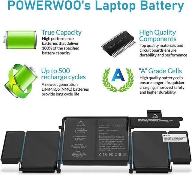 Alt view image 4 of 7 - A1582 A1502 Battery for MacBook Pro Battery 13 inch Retina Early 2015 Mid 2014 Late 2013, Fit for MacBooPro 11,1 12,1 MacBook Pro A1502 Battery A1493 A1582 Battery [Li-Polymer 11.3V 74.9Wh]