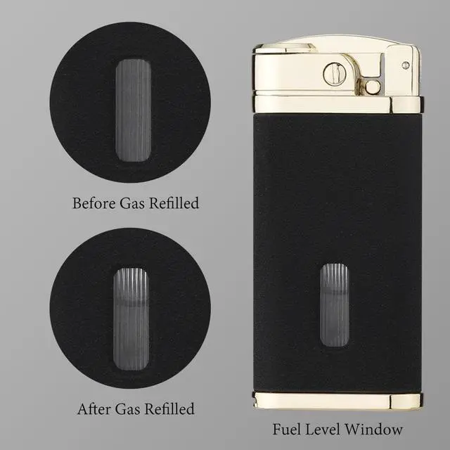 Alt view image 6 of 6 - PIPITA Torch Lighter 2 Pack Windproof Single Torch Jet Flame Metal Lighters Refillable Butane Gas Lighter with Punch (Butane NOT Include)