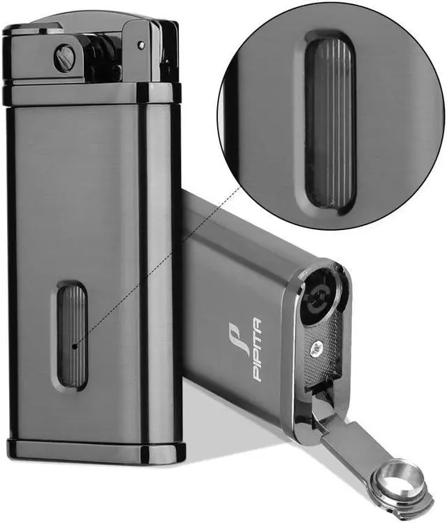 Alt view image 6 of 7 - PIPITA Torch Lighter 2 Pack Windproof Single Torch Jet Flame Metal Lighters Refillable Butane Gas Lighter with Punch (Butane NOT Include) Black