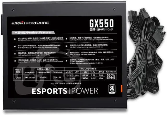 Alt view image 7 of 7 - IFORGAME Panda GX550 550W Non-Modular Power Supply, 80 PLUS GOLD Certified,Single +12V Rail,Compact 150mm Size,Black