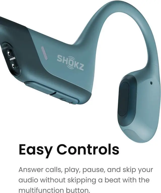 Alt view image 3 of 7 - SHOKZ OpenRun Pro - Open-Ear Bluetooth Bone Conduction Sport Headphones (Renewed) Blue