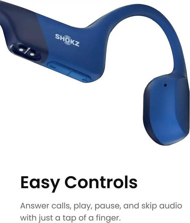 Alt view image 6 of 7 - SHOKZ OpenRun (After Shokz Aeropex) - Open-Ear Bluetooth Bone Conduction Sport Headphones - Sweat Resistant Wireless Earphones for Workouts and Running - Built-in Mic (Renewed) Blue