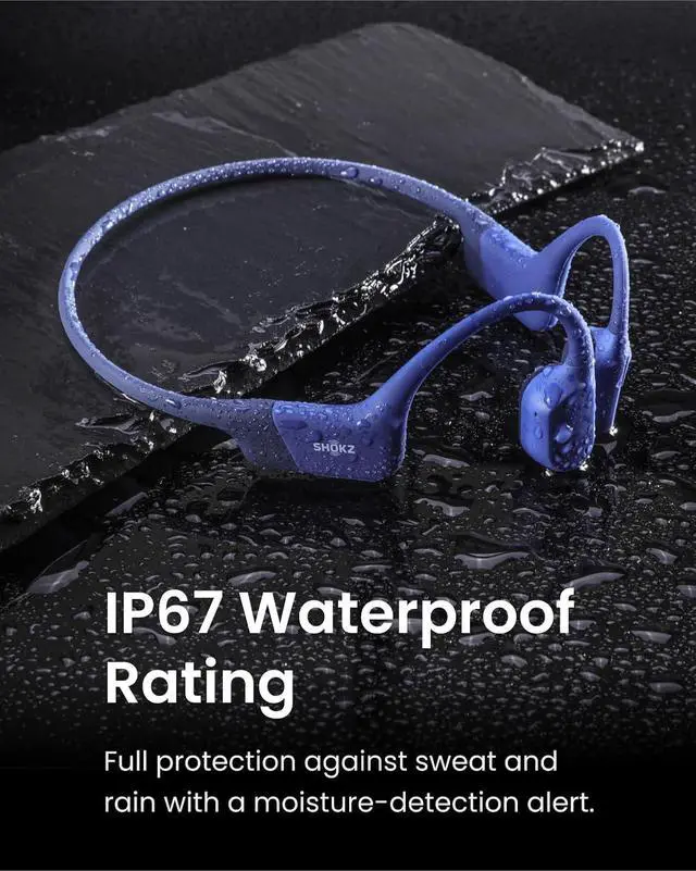 Alt view image 5 of 7 - SHOKZ OpenRun (After Shokz Aeropex) - Open-Ear Bluetooth Bone Conduction Sport Headphones - Sweat Resistant Wireless Earphones for Workouts and Running - Built-in Mic (Renewed) Blue
