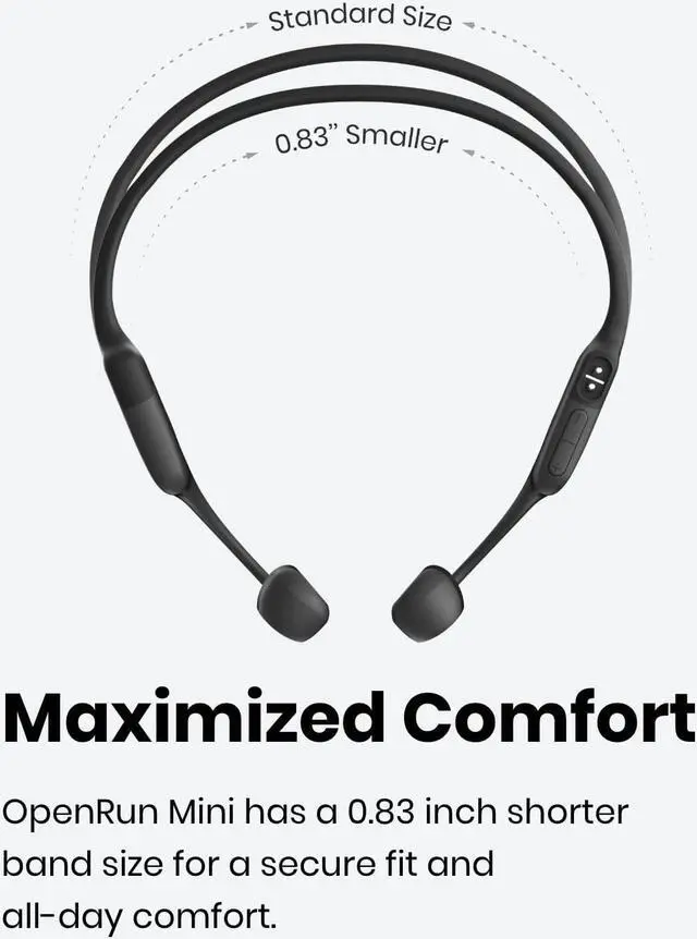 Alt view image 2 of 7 - SHOKZ OpenRun Mini (AfterShokz Aeropex Mini) -Bone Conduction Open-Ear Bluetooth Sport Headphones - Waterproof Wireless Earphones for Workouts and Running - Built-in Mic (Renewed)