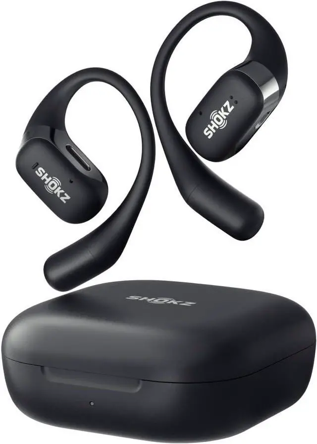Main image of SHOKZ OpenFit - Open-Ear True Wireless Bluetooth Headphones with Microphone, Earbuds with Earhooks, Sweat Resistant, Fast Charging, 28HRS Playtime, Compatible with iPhone & Android, Black(Renewed)
