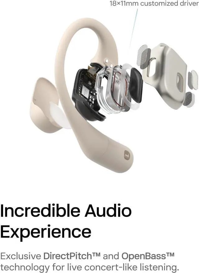 Alt view image 6 of 7 - SHOKZ OpenFit - Open-Ear True Wireless Bluetooth Headphones with Microphone, Earbuds with Earhooks, Sweat Resistant, Fast Charging, 28HRS Playtime, Compatible with iPhone & Android, White(Renewed)