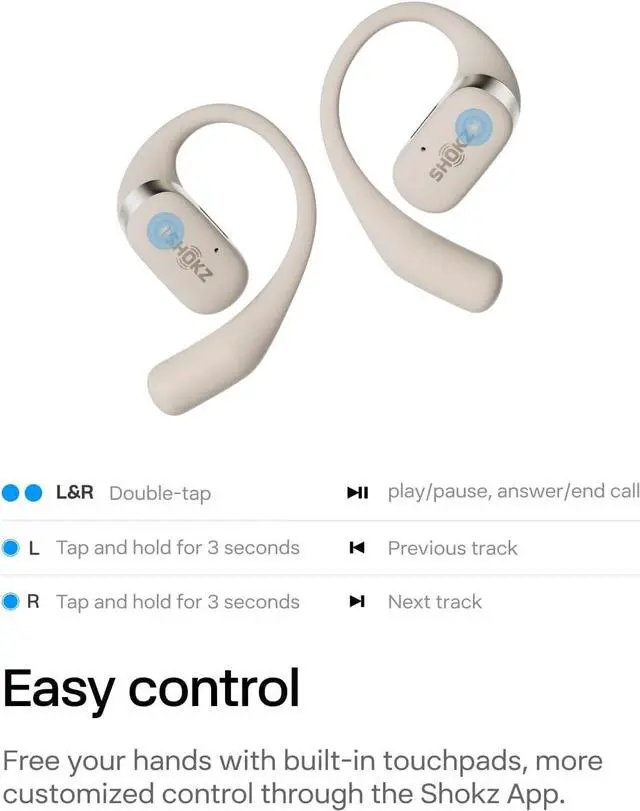 Alt view image 5 of 7 - SHOKZ OpenFit - Open-Ear True Wireless Bluetooth Headphones with Microphone, Earbuds with Earhooks, Sweat Resistant, Fast Charging, 28HRS Playtime, Compatible with iPhone & Android, White(Renewed)