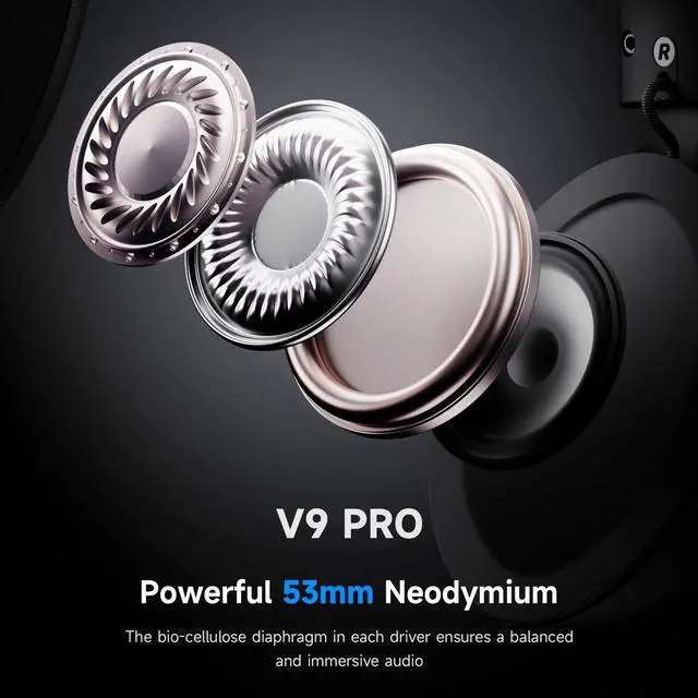 Alt view image 2 of 7 - MCHOSE V9 PRO Wireless Gaming Headset 7.1 Surround Sound for PS5 PS4 PC SWITCH TOPSPEED Gaming Headphones, Noise Canceling Mic, 250Hr Battery,Low 15ms Latency, Lightweight, BT 5.3 FPS Games,WHITE&BLUE