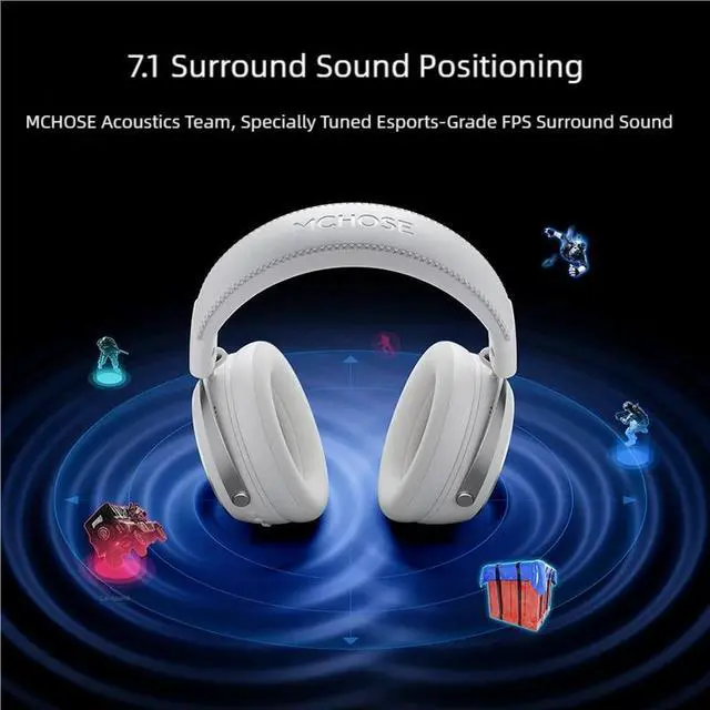 Alt view image 3 of 6 - MCHOSE X9 Wireless Gaming Headset 7.1 Surround Sound for PS5, PS4, PC, SWITCH, Gaming Headphones with Noise Canceling Mic, Low 15ms Latency, Black