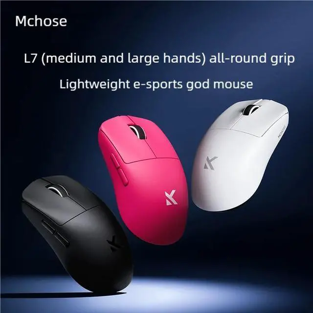 Alt view image 2 of 7 - MCHOSE L7 Ultra+ Wireless Gaming Mouse, PAW3950 42K Sensor, Wireless/Wired Dual 8K Polling, 48g Ultra-Light Weight, 2.4GHz RF/BT/Wired Tri-Mode Connection (Black)
