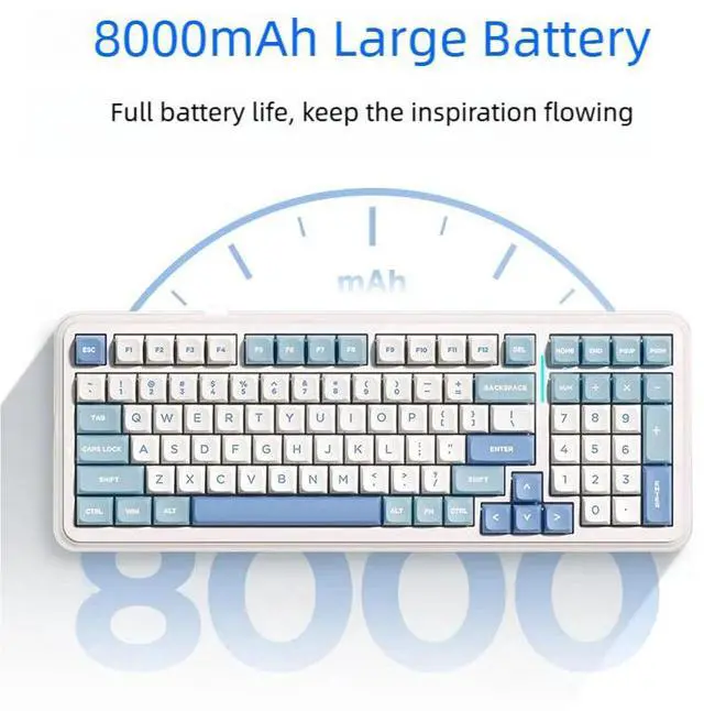 Alt view image 3 of 6 - MCHOSE K99 V2  Wireless Gaming Keyboard, Gasket Mechanical Keyboard, BT5.0/USB-C/2.4GHz Wireless Creamy keyboard, with 6-Layer Padding, 8000mAh Battery, Hot Swappable, NKRO for Win/Mac/Linux, Black