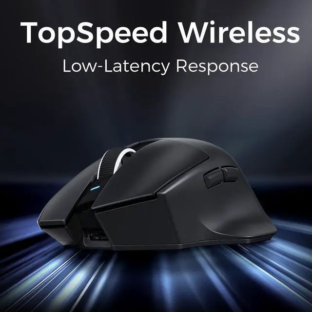 Alt view image 5 of 7 - MCHOSE G7 Lightweight Ergonomic Wireless Mouse, PAW3311 12K DPI Sensor, Tri-Mode Connection, Wireless/Wired 1K Polling, 59g Weight, 800mAh Battery (Black)