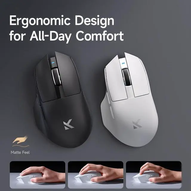 Alt view image 3 of 5 - MCHOSE G7 MAX Lightweight Ergonomic Wireless Mouse, PAW3395 26K DPI Sensor, Tri-Mode Connection, Supports wireless 8K (requires separate purchase of 8K receiver), 59g Weight, 800mAh Battery (Black)