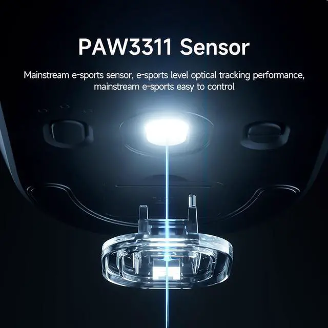 Alt view image 6 of 7 - MCHOSE G3 V2 Wireless Gaming Mouse, Symmetrical, PAW3311, 12K DPI, Tri-Mode Connection, 59g Weight, 800mAh Battery (Black)