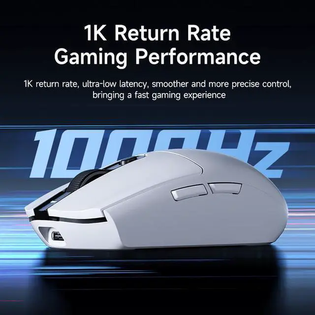 Alt view image 3 of 7 - MCHOSE G3 V2 Wireless Gaming Mouse, Symmetrical, PAW3311, 12K DPI, Tri-Mode Connection, 59g Weight, 800mAh Battery (Black)