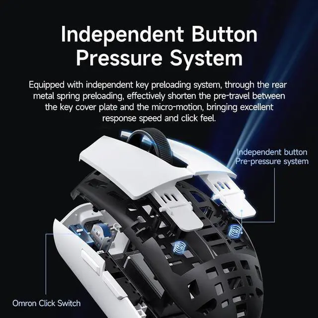 Alt view image 7 of 7 - MCHOSE G3 V2 Wireless Gaming Mouse, Symmetrical, PAW3311, 12K DPI, Tri-Mode Connection, 59g Weight, 800mAh Battery (Black)