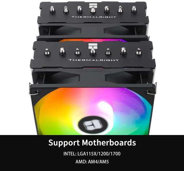 Alt view image 3 of 6 - Phantom Spirit 120 SE ARGB High-Performance CPU Cooler,Dual-Tower Design, Dual PWM Fan,7 Copper Heat Pipes CPU Air cooler, AGHP Technology,For AMD AM4 AM5/Intel 1700/1150/1151/1155/1200