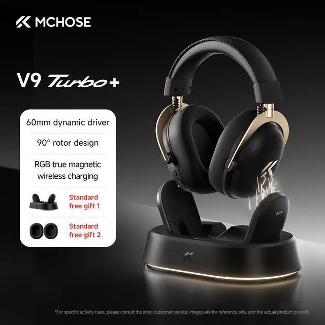 Main image of MCHOSE V9 Turbo+ Magnetic Wireless Gaming Headset 7.1 Surround Sound for PS5 PS4 PC SWITCH TOPSPEED Gaming Headphones with Noise Canceling Mic, 200Hr Battery, Low 15ms Latency, BT Wireless FPS Games