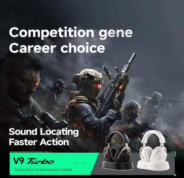 Alt view image 4 of 7 - MCHOSE V9 Turbo+ Magnetic Wireless Gaming Headset 7.1 Surround Sound for PS5 PS4 PC SWITCH TOPSPEED Gaming Headphones with Noise Canceling Mic, 200Hr Battery, Low 15ms Latency, BT Wireless FPS Games