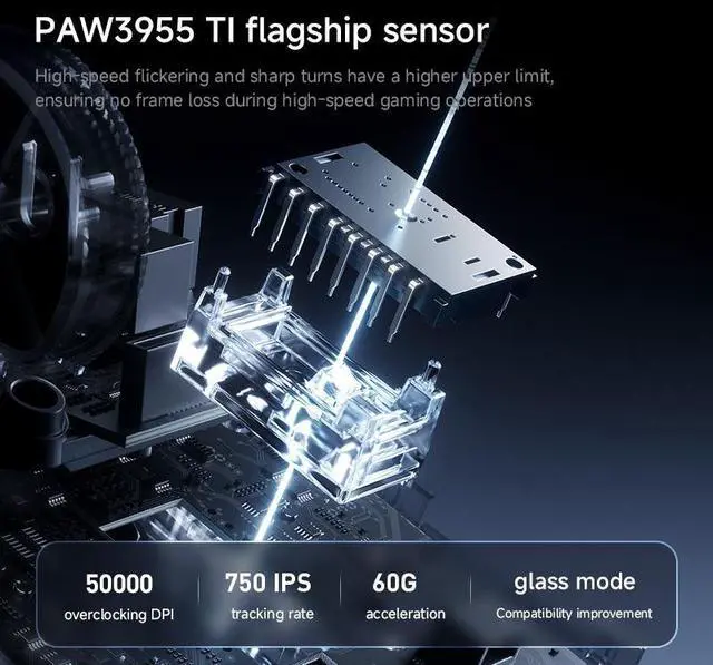 Alt view image 4 of 7 - MCHOSE K7 V2 Ultra+ Wireless Mouse, computer mouse, flagship PAW3955 TI sensor, wired 8K/wireless 8K/Bluetooth, 50K DPI resolution (overclocked), with RGB magnetic charger