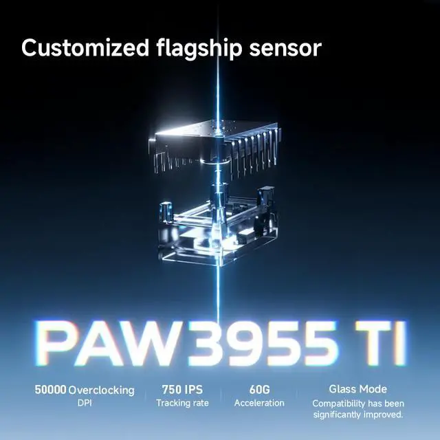 Alt view image 4 of 7 - MCHOSE A7 V3 Ultra+ Wireless Mouse, computer mouse, flagship PAW3955 TI sensor, wired 8K/wireless 8K/Bluetooth, 50K DPI (overclocked), with RGB magnetic charger, weight 59g