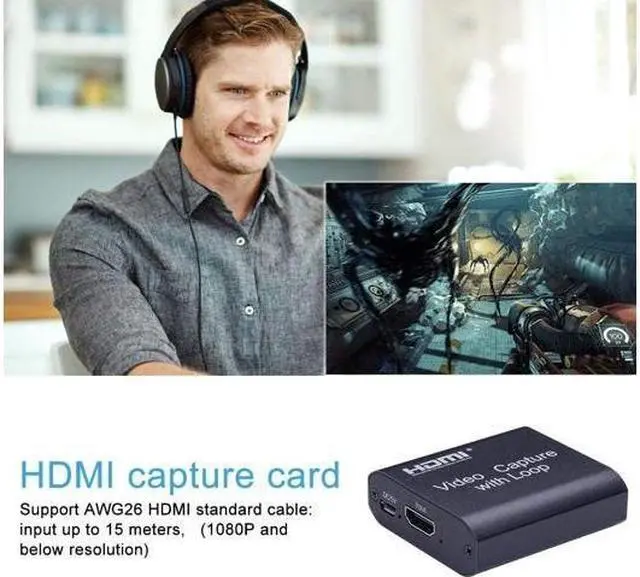 Alt view image 6 of 7 - HDMI Audio Video Capture Card, 4K HD HDMI Video Capture Card with HDMI Loop Out, Broadcast Live Stream and Record, Full HD 1080P Live Streaming Video Game Grabber Converter