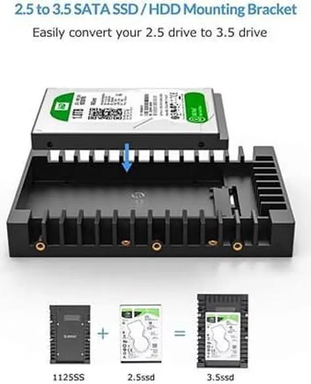 Alt view image 2 of 7 - 25 SSD SATA to 35 Hard Drive Adapter Internal Drive Bay Converter Mounting Bracket Caddy Tray for 795125mm 25 inch HDDSSD with SATA III Interface