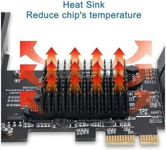 Alt view image 4 of 5 - 6 Port SATA III PCIe Card, PCIe SATA III Controller Card to 6GB/S Internal Adapter Converter PCI SATA 3.0 Expansion Card