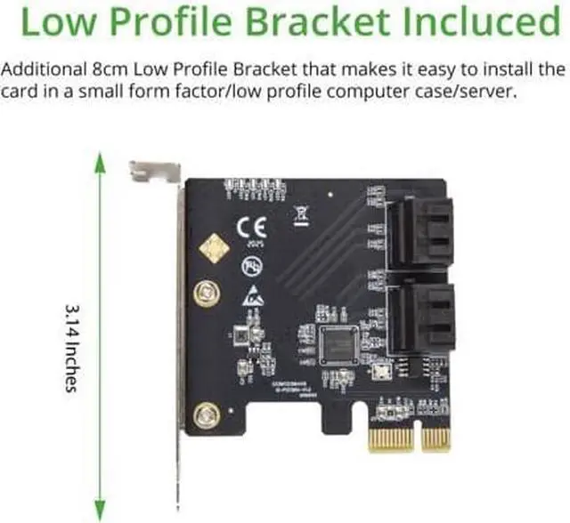 Alt view image 4 of 7 - 4 Port SATA III PCI-e 3.0 x1 Card Non-Raid with Low Profile Bracket
