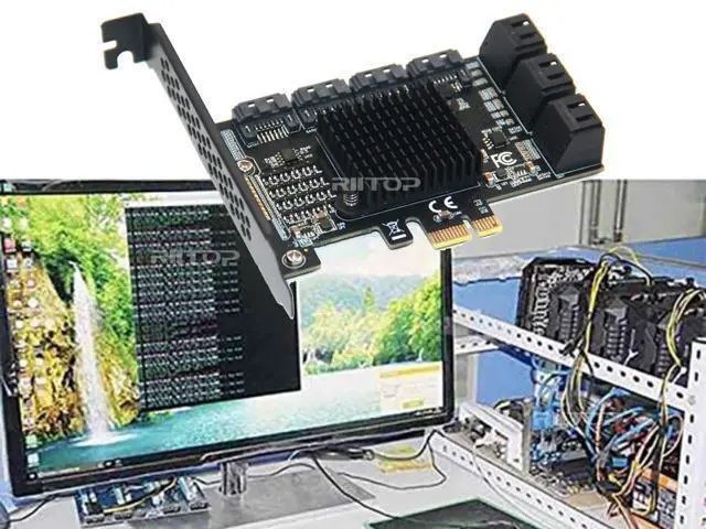 Alt view image 3 of 7 - SATA 3 Expansion Card 10 Port, RIITOP PCI-e Express x1 SATA 6G Controller Card, SATA iii 6Gbps PCIe Adapter Card, Come with Low Profile Bracket and SATA3 Cables