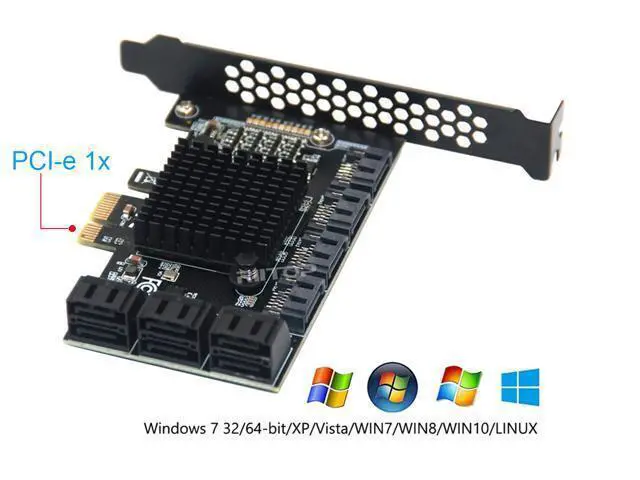 Alt view image 4 of 7 - SATA 3 Expansion Card 10 Port, RIITOP PCI-e Express x1 SATA 6G Controller Card, SATA iii 6Gbps PCIe Adapter Card, Come with Low Profile Bracket and SATA3 Cables