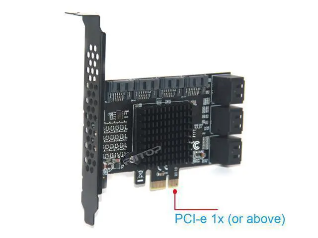 Alt view image 6 of 7 - SATA 3 Expansion Card 10 Port, RIITOP PCI-e Express x1 SATA 6G Controller Card, SATA iii 6Gbps PCIe Adapter Card, Come with Low Profile Bracket and SATA3 Cables