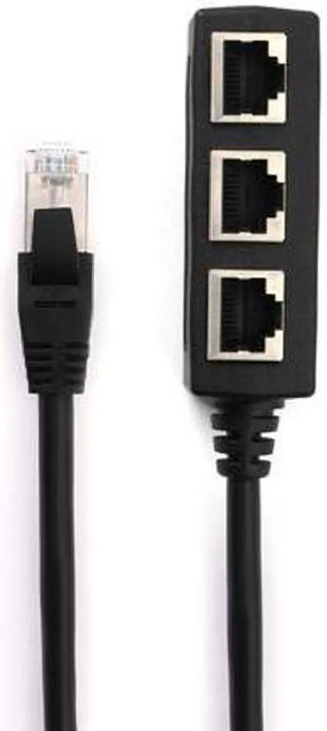 Main image of RJ45 1 Port to 3 Ports Splitter Network Ethernet Splitter Cable 1 Male to 3 Female Ports Ethernet Extension Cable Socket Adapter Interface Black