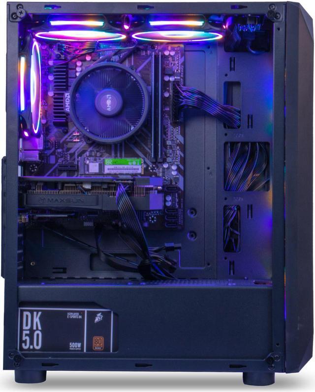 Alt view image 6 of 7 - MXZ Gaming PC Computer AMD Ryzen 5 5500 3.6GHz, RTX 3060 12GB, B450M,16GB(8G*2) DDR4 3200,NVME 1T SSD, 6RGB Fans, WIFI & Win 11 Pro Ready, Gamer Desktop Computer (R5 5500/RTX 3060)