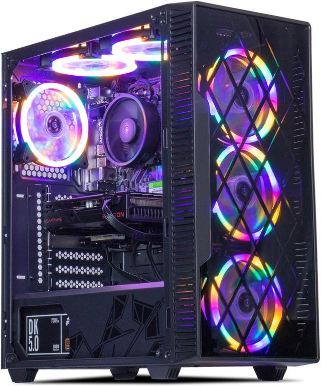 MXZ Gaming PC Desktop Computer AMD Ryzen 5 4500 3.6GHz RX 6600 16GB 8G 2 DDR4 NVME 500GB SSD 6RGB Fans Win 11 Pro Ready Gamer Desktop