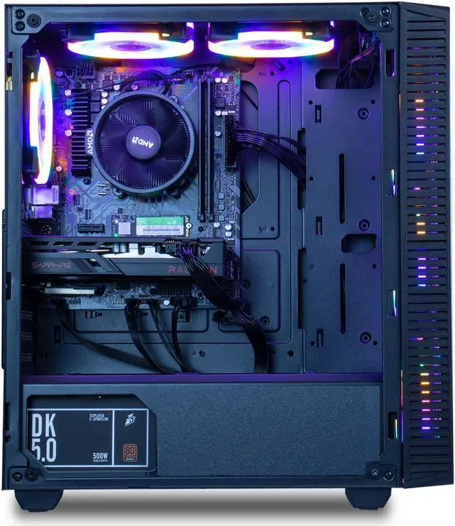 Alt view image 6 of 7 - MXZ Gaming PC Desktop Computer, AMD Ryzen 5 4500 3.6GHz, RX 6600,16GB(8G*2) DDR4, NVME 500GB SSD, 6RGB Fans, Win 11 Pro Ready, Gamer Desktop Computer(R5 4500|RX 6600)