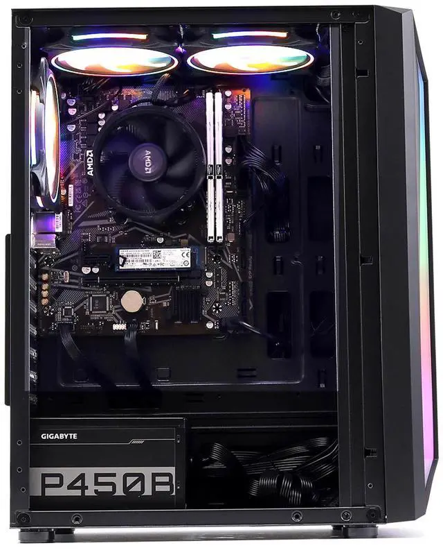 Alt view image 5 of 7 - MXZ Gaming PC Desktop Computer, AMD Ryzen 5 5600G 3.6GHz, AMD Radeon RX Vega 7 Graphics,16GB DDR4, NVME 1TB SSD, 6RGB Fans, Win 11 Pro Ready, Gamer Desktop Computer (R5 5600G)